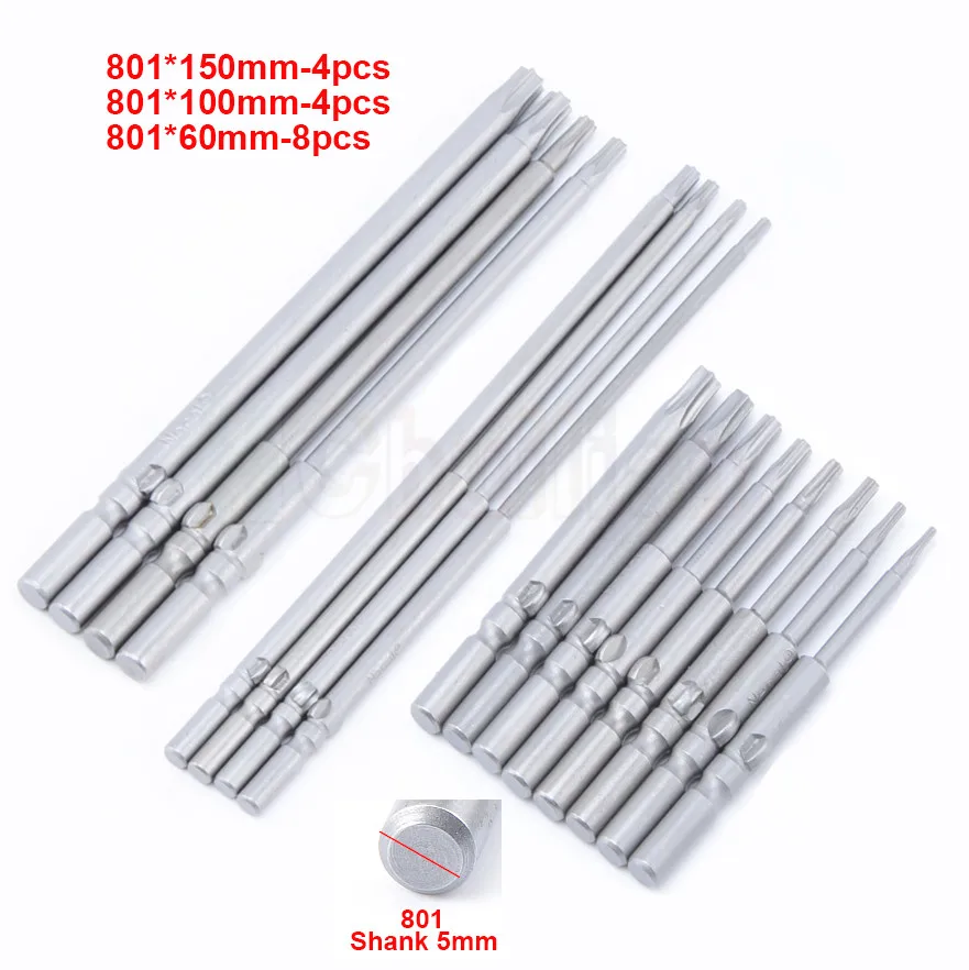

high quality 801 T6-T25 Torx Screwdriver Bit Set 5mm Round Shank Electric Screwdriver Bits Hand Tools