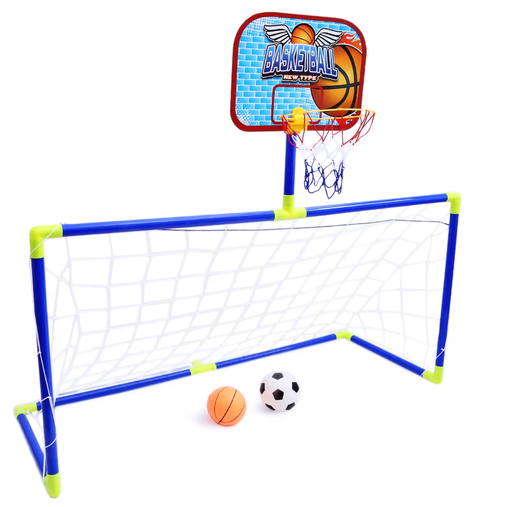البسيطة 2in1 لكرة القدم هدف آخر صافي + basektball اللوحة الخلفية مجموعة الاطفال الرياضة داخلي في الهواء الطلق ألعاب لعب الطفل هدية عيد ميلاد