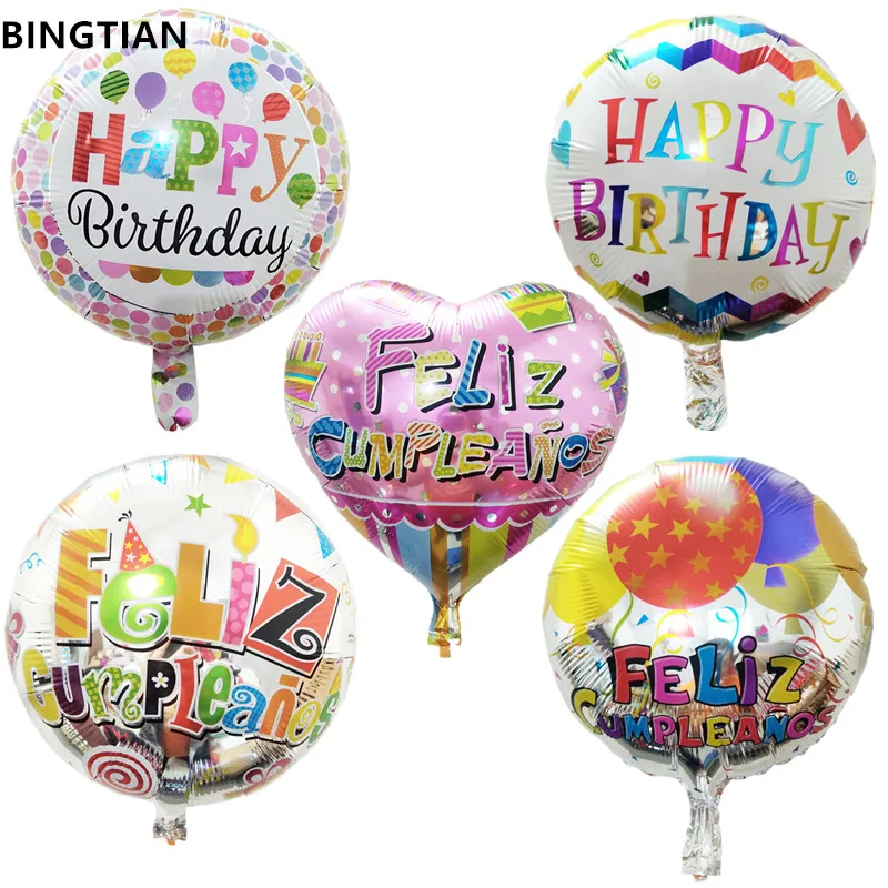 BINGTIAN Spanish Happy birthday balloon cartoon children's toys