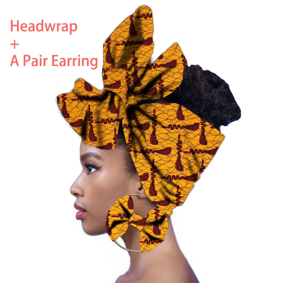 Африканские тюрбаны африканские головные уборы для женщин Африканский головной платок нигерийский головной убор с подходящими серьгами - Цвет: 14