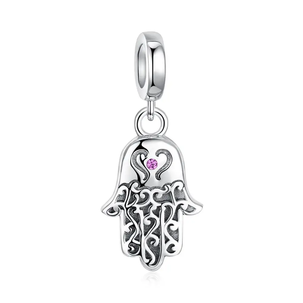 JewelryPalace 925 Sterling Silver Fatima Hand Beads Charms Silver 925 Original For Bracelet Silver 925 original Jewelry Making