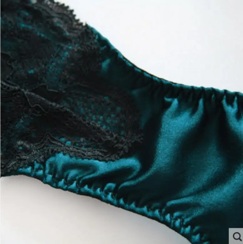 100 Silk Underwear dark green silk underwear women red lace panties underwear summer silk women Free Shipping