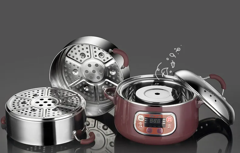 Нержавеющая сталь 3 слоя электрическая Пароварка/Saucepan Time Scheduling Multi-function электрическая жаровня DZG-A80A1