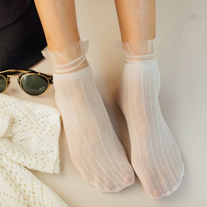 Женские носки 1 пара летние новые модные однотонные кружевные мягкие длинные носки для женщин сетчатые тонкие носки calcetines largos socken