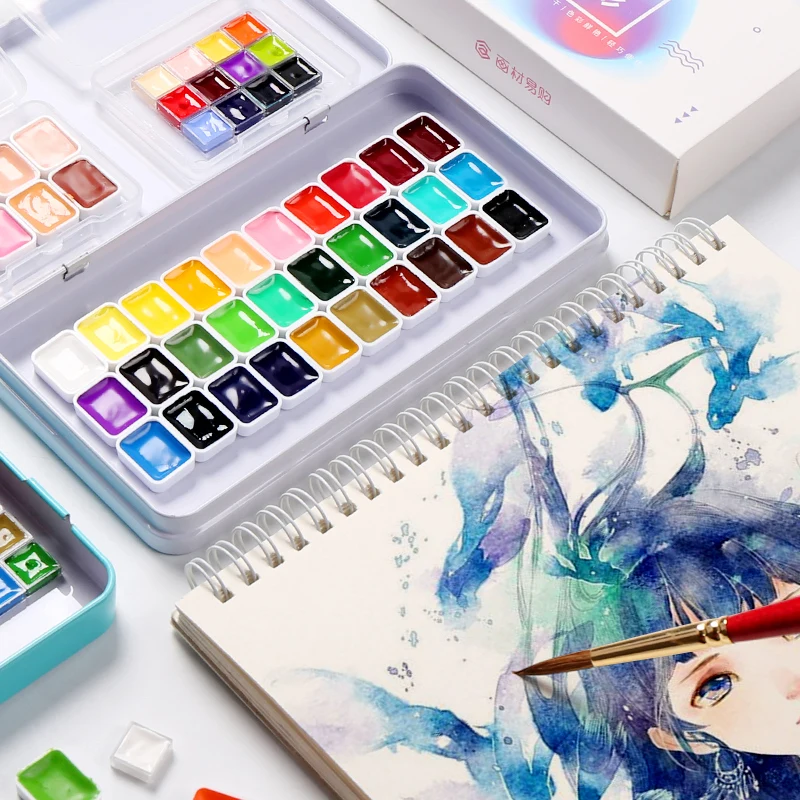 Online WINSOR   NEWTON Solide Pigment Aquarell 8 12 24 36 45 Farbe Cotman Senior Wasser farbe Kunst Zeichnung Lieferungen Hälfte Pfannen Mini