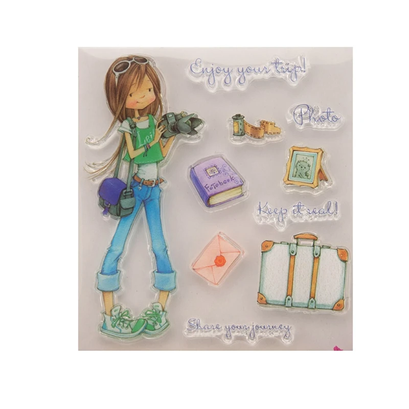 

Flower Pretty Girl Clear Silicone Seal Stamp DIY Album Scrapbooking Photo Card Decor