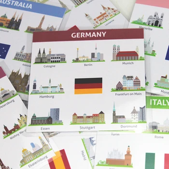 

17Pcs/Set Europe City Building Name English Word Card Flash Card Learning Educational Toys For Kids Children Pocket Card Gifts