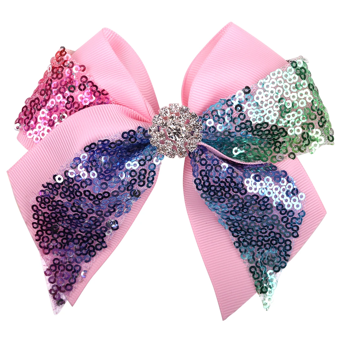 1Pc Rhinestone Boutique Ribbon Hair Bows with Alligator Clip Sequin