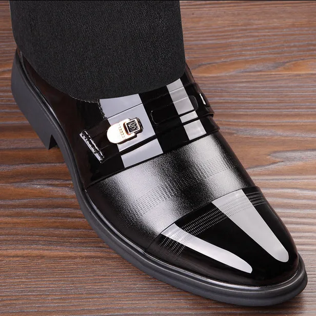 In stock High Quality Pu Leather Shoes Men Lace Up Wedding Shoe Men Dress Shoes British