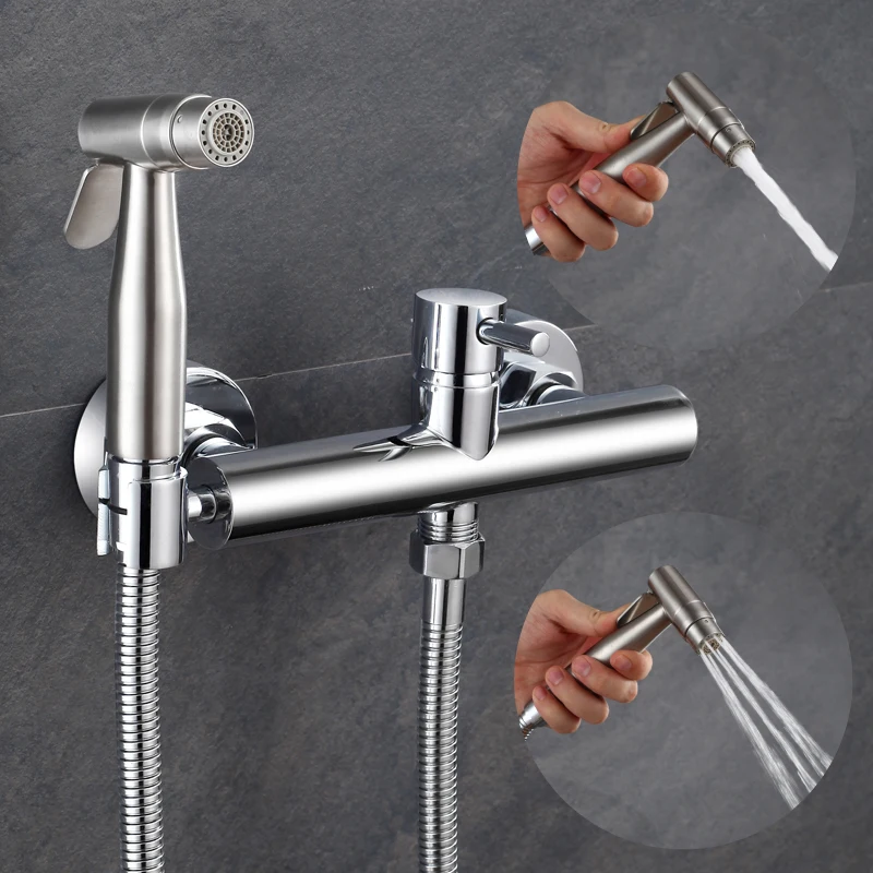 

Bidet Faucets High Pressure spray Shower Toilet Handheld Bidets Taps Set Bathroom Shower Valve Cold and Hot sprayer cover