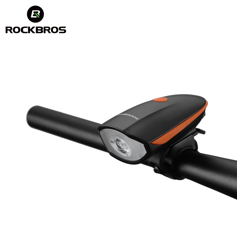 ROCKBROS Rechargeable2 в 1 свет велосипед колокол Рог 350 Люмен USB MTB велосипед передний свет электрический звонок фонарик Водонепроницаемый - Цвет: 7588 orange