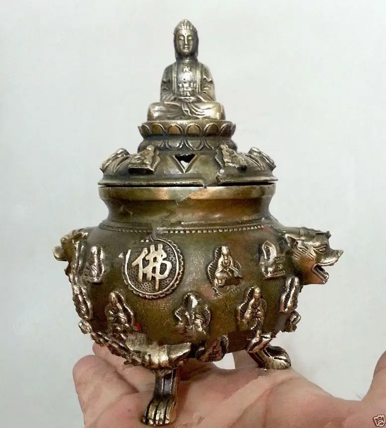 

Rare Old Collection Primitive bronze Buddha Folk Lucky Statues Incense Burners copper tools wedding Decoration Brass Bronze