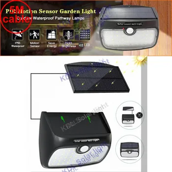 

48 leds Solar Powered Radar Motion Sensor Wall Light Outdoor Waterproof Energy Saving Lamp Street Yard Path Garden split panel f