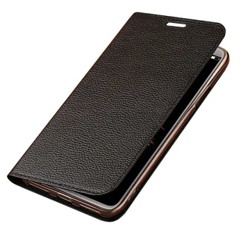 

Luxury Genuine Leather Flip Case For iPhone 8 X Litchi Texture Suction cup Phone Cover For iPhone 6 6S 7 Plus Cases