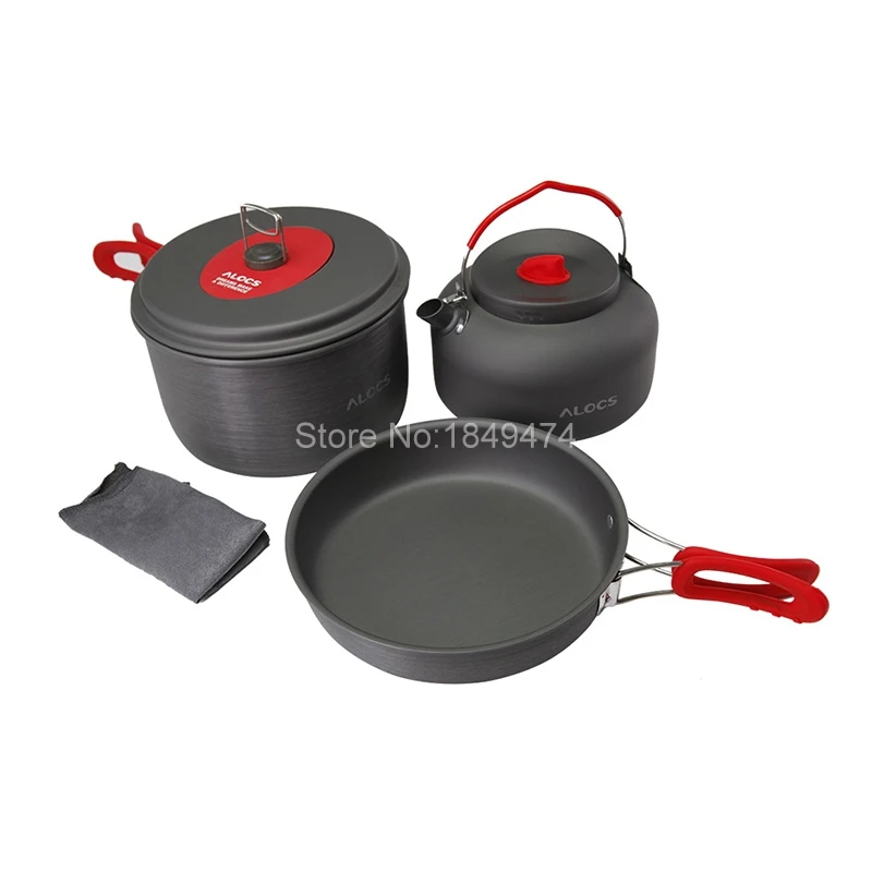 

Alocs Ultralight Portable Outdoor Tableware Camping Pan Pot Kettle Cookware 2-3 People Picnic Camping Cooking Set CW-C19T