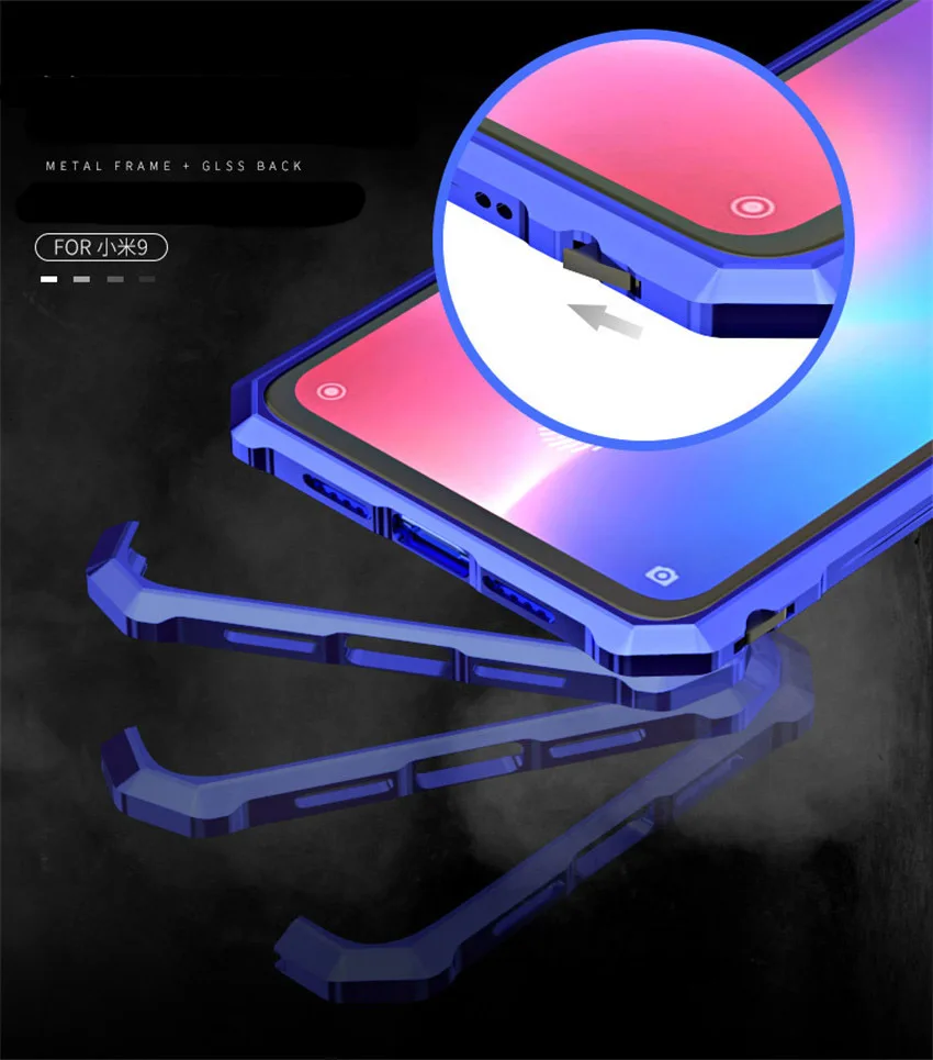 For Xiaomi Mi 9 Case Metal Bumper Glass Back Cover For Xiaomi 9 mi9 Transparent Tempered Glass Phone Case (8)