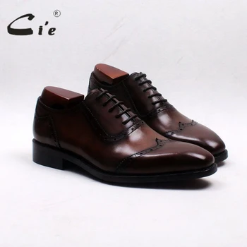 

cie square toe wingtips patina brown handmade 100%genuine calf leather outsole breathable mens oxfords shoe OX553 adhesive craft