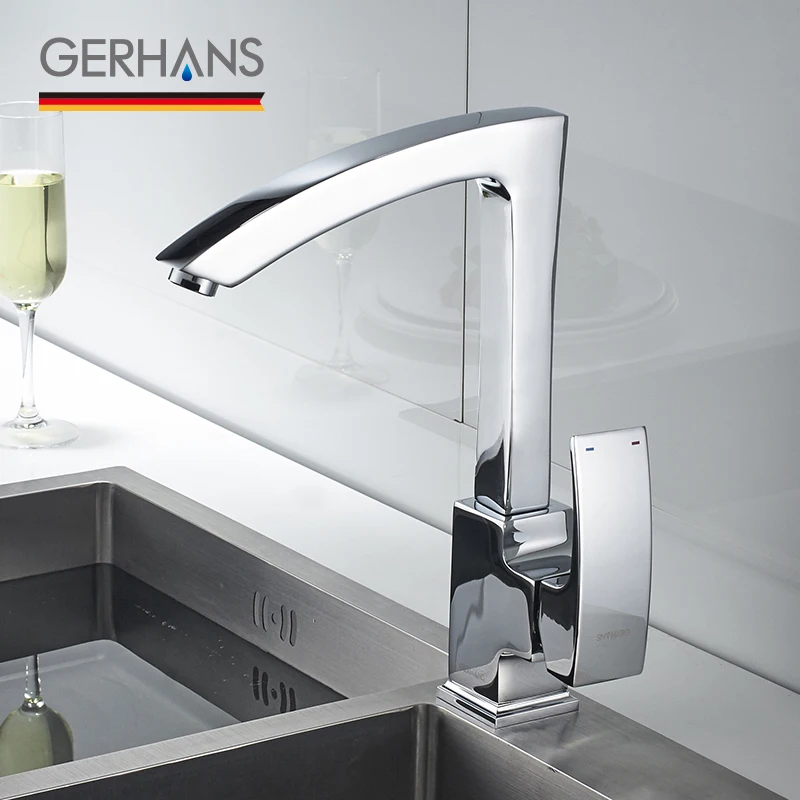 

GERHANS Edithedge Kitchen Faucet Square Design Basin Bar Water Tap High Quality Cold Hot Water Mixer Crane For Kitchen K14014