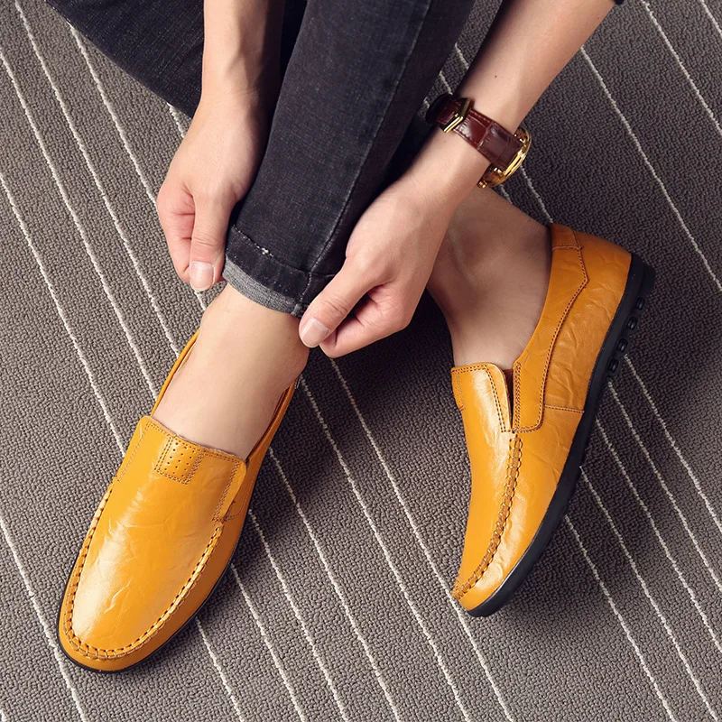 

Summer men's casual shoes wild lazy shoes Korean version of the trend of leather peas shoes a pedal soft men's shoes