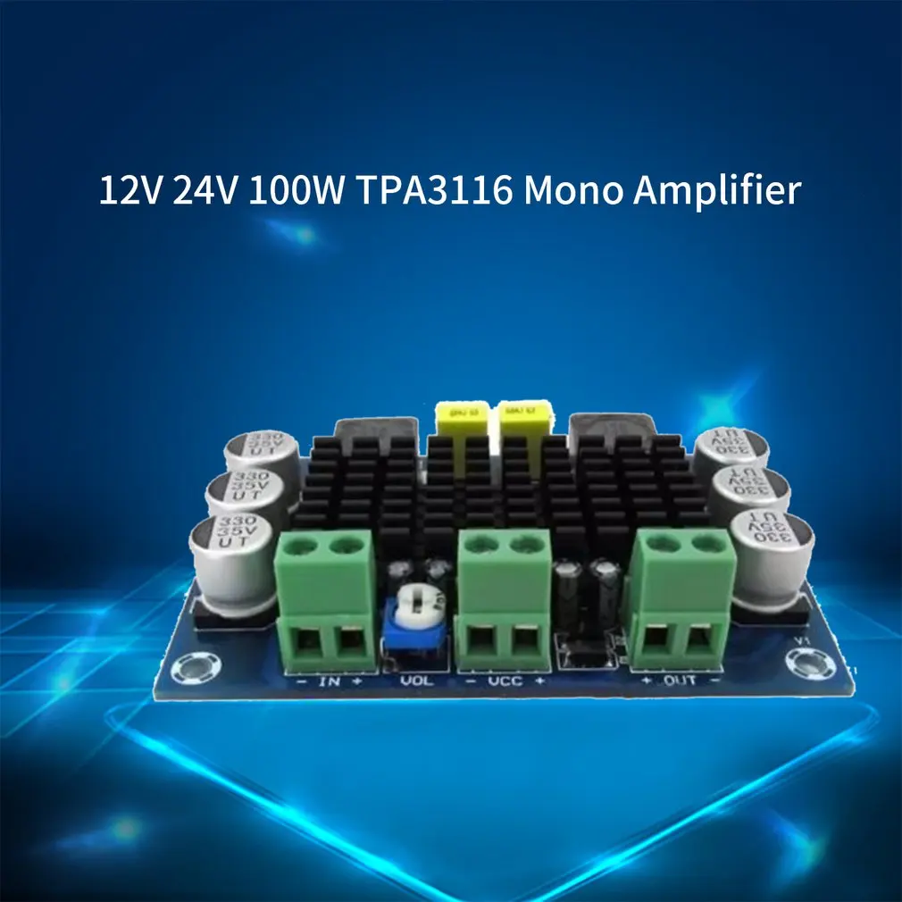 Профессиональный Малых Размеры DC 12 V 24 V 100 W TPA3116 D2 DA моно одноканальный цифровой усилитель звука доска