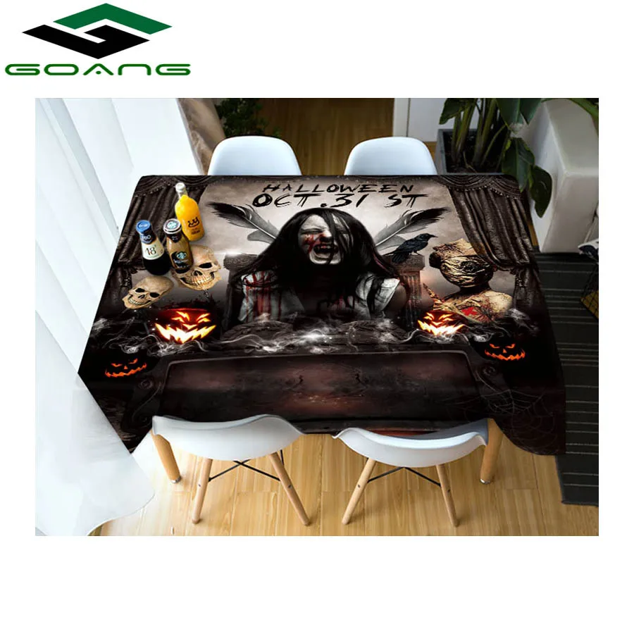 

GOANG Waterproof tablecloth 3d skull pattern table cloth rectangular and round table cover home decoration Halloween gift