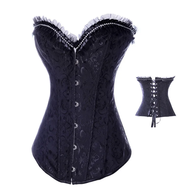 

New Rhinestone Corset Full Steel Bondage Boned Corset Women Sexy Waist Trainer Steel Bone Bodysuit Corselet Overbust
