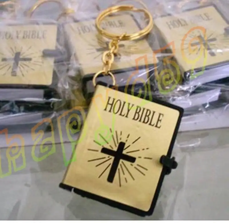 

1pcs English Christian Gospel Christmas gifts crafts mini bible keychain God day school supplies key ring souvenir