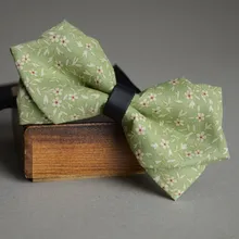 Свежий зеленый цветок двухслойный мужской галстук-бабочка, Алмазный предварительно завязанный Галстук-бабочка, Цветочный галстук-бабочка Мужская