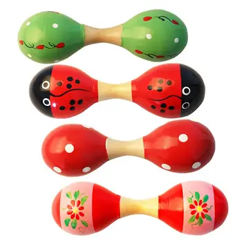 

Kids Wooden Double Head Maraca Musical Percussion Instrument Teaching Aid Toy
