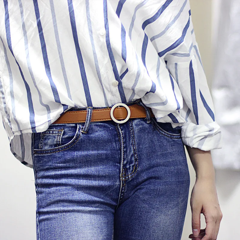 

Women's wild needle-free round buckle free punching belt jeans wild belt female fashion student simple new round pin buckle belt