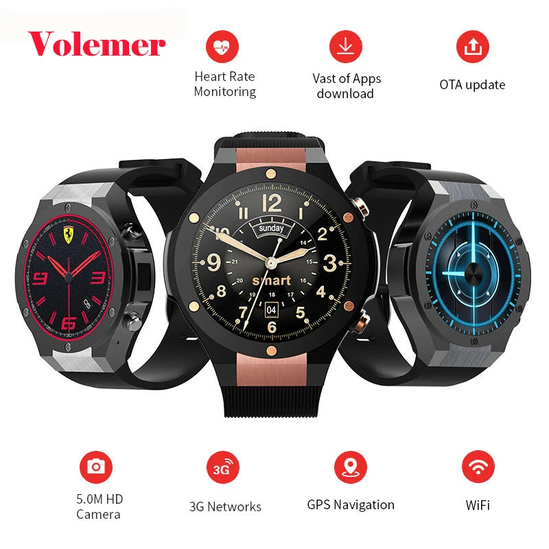 

Volemer 2017 Newest H2 Android 5.1 MTK6580 1GB 16GB Smart Watch Clock with GPS Wifi 5MP Camera Smartwatch For Android iOS pk H1