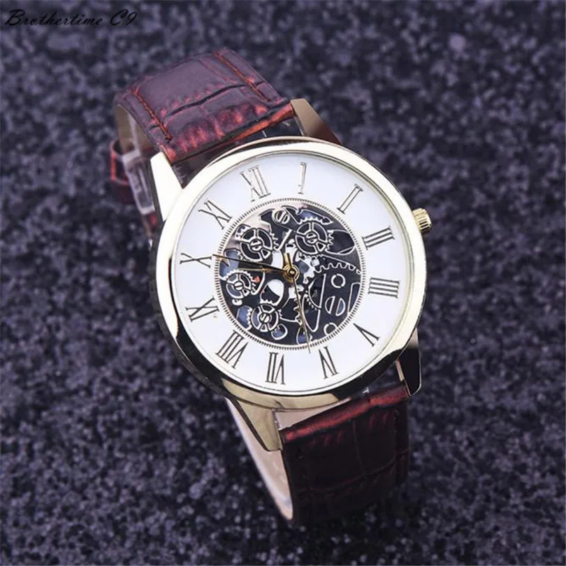 2016 Best Deal Fashion Golden hollow font b watch b font Luxury Casual steel Men s