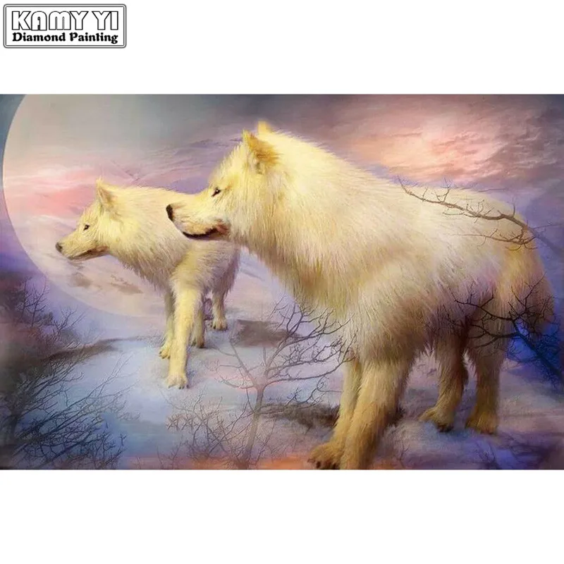 5D DIY Diamond embroidery Cross stitch Two white bears Full Square/Round mosaic painting decoration HYY | Дом и сад