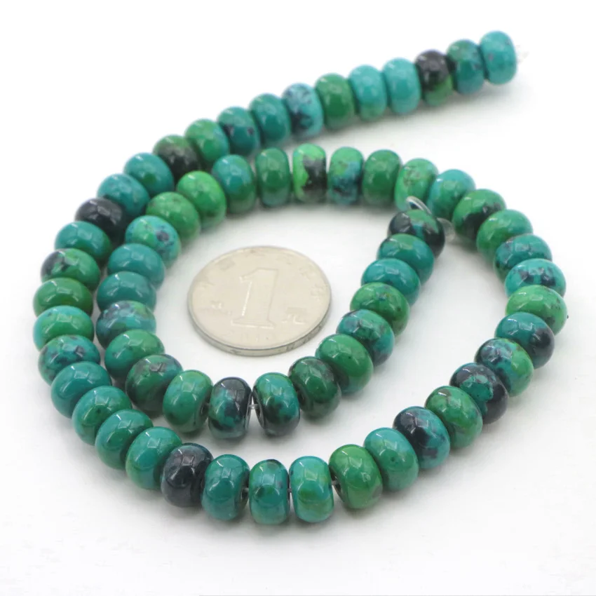 2 High Quality 4-12mm Dark green semi-precious Abacus Phoenix stone loose beads for DIY Fashion charms  (10)
