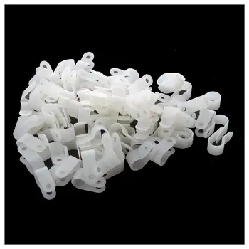 

AUTO -100 Pcs White Plastic Clip Clamp Fastener for 10mm Cable Wire Hose