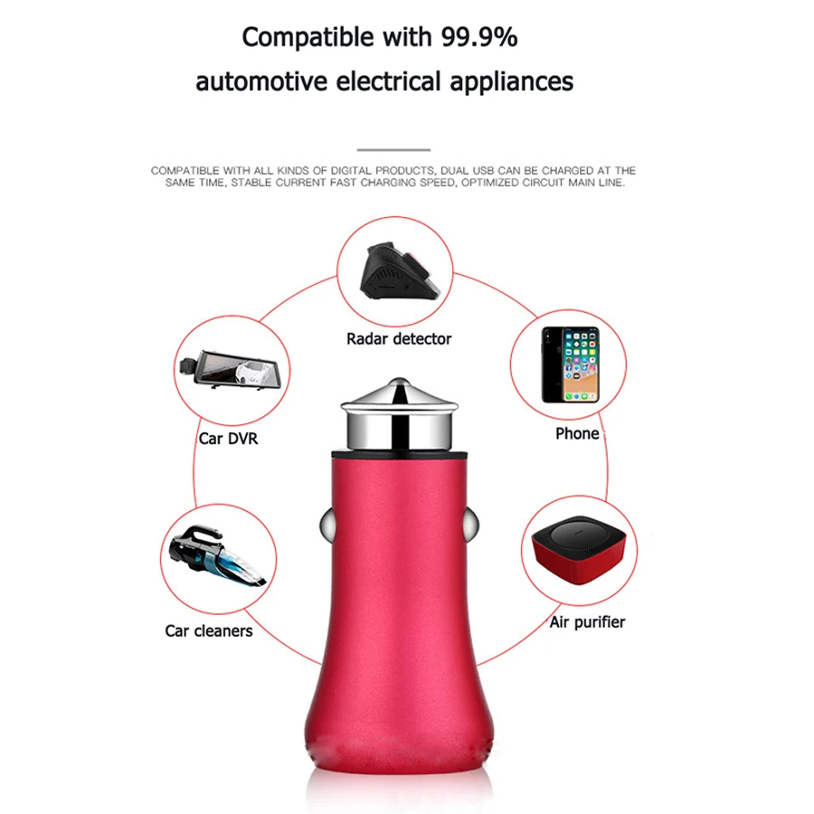 QUIDUX зарядное устройство для автомобиля с двумя портами USB быстрой зарядки 5V 3.1A