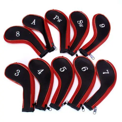 

HobbyLane 10 PCS Golf Club Head Cover Iron Putter Headcover Protect Set Number Printed with Zipper Golf Club Accessories