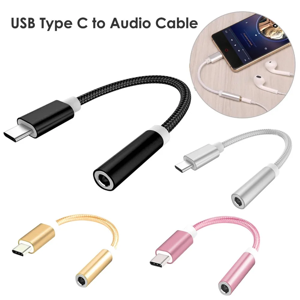 

Type-C to 3.5mm Earphone Cable Adapter USB 3.1 Type C USB-C Male to 3.5 AUX Audio Female Jack for Xiaomi 6 Mi6 Letv Smart Phones