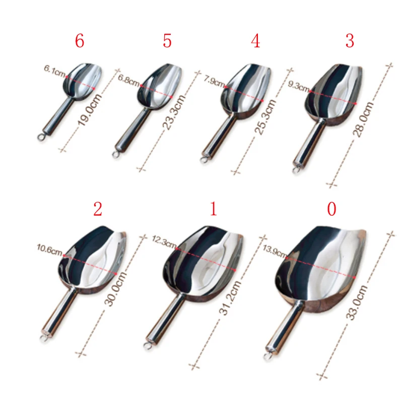 1pcs Stainless steel thick ice shovel flour grain dried fruit fries coffee food buffet multi-purpose shovel