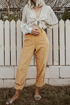 

Trendy Women High Waist Pure Color Loose Pants Summer Casual Ladies Trousers Holiday Beach Pants Plus S-XL