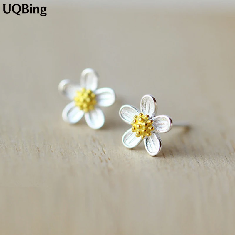 925 серебряные серьги-гвоздики в виде цветка серебряные золотые серьги-гвоздики ювелирные изделия