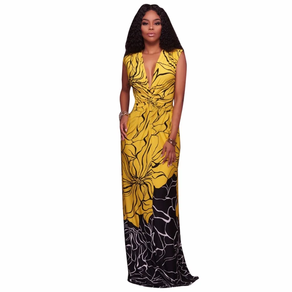 Women long maxi dress Vintage Floral Deep V neck Sleeveless summer beach dresses wrap draped gown robe Dress Vestidos womens-long-maxi-dresses : image Women long maxi dress Vintage Floral Deep V neck Sleeveless summer beach dresses wrap draped gown robe Dress Vestidos womens-long-maxi-dresses