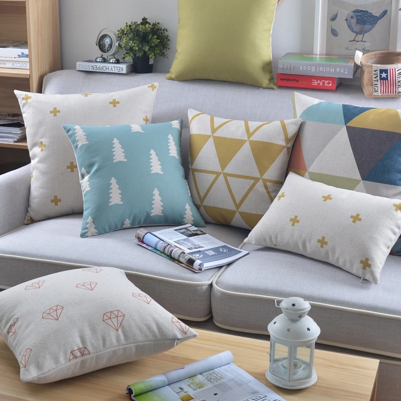 Желтые Декоративные подушки Чехлы для домашнего декора синий диванные геометрические подушки декоративные подушки для дивана, размером 45*45 см