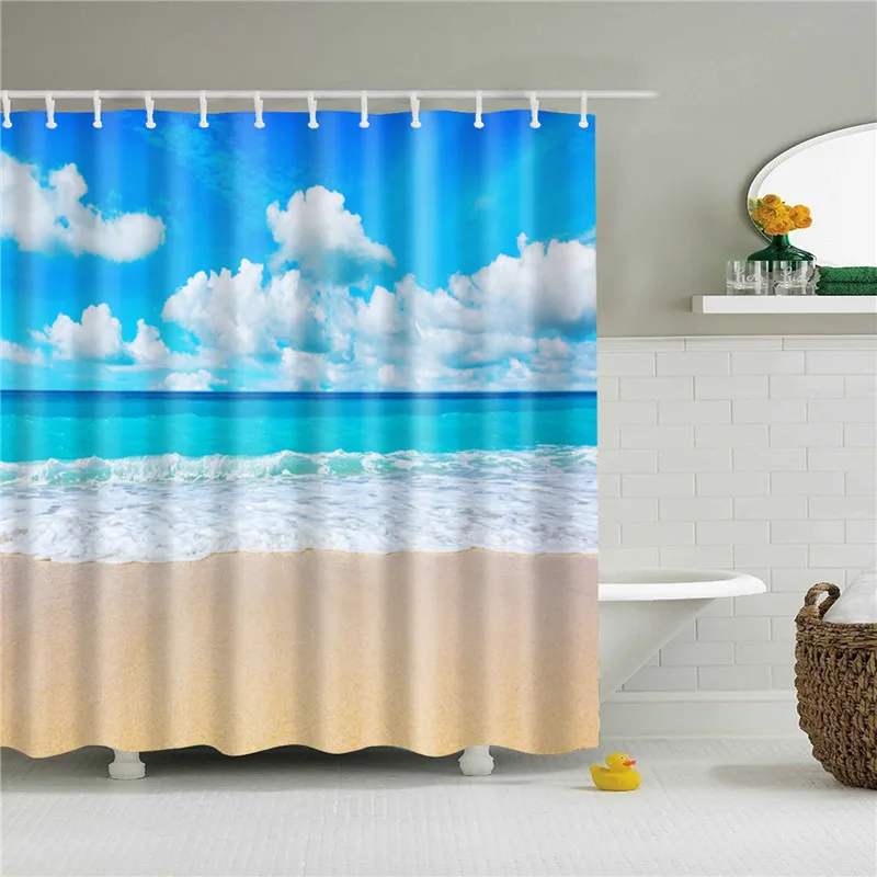 Морской пейзаж, Пляжная 3D ткань, полиэстер, занавеска для душа, s в ванной, занавеска для душа, водонепроницаемая, занавеска для ванны, cortina de ducha - Цвет: TZ170703