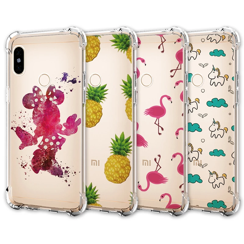 

Shockproof Airbag Cartoon Phone Cover For Redmi 5 Plus Note 4X 4 Case For Xiaomi Mi 6 Clear Soft TPU Cases Back Fundas Flamingo