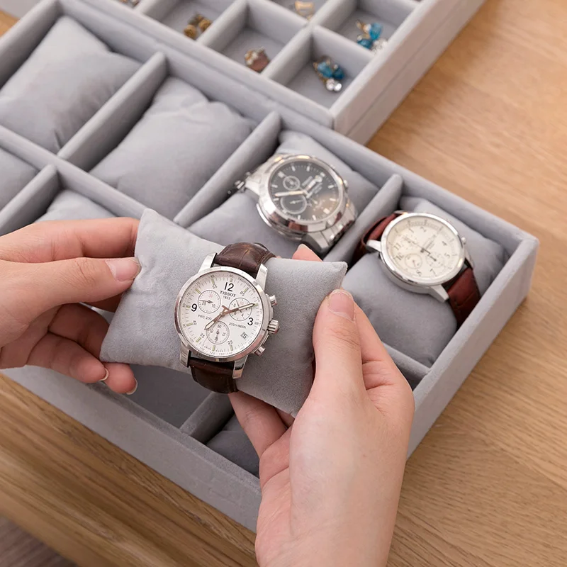

Flannel Jewelry Box Multi-grid Watch Storage Box Stud Earrings Jewelry Lattice Box Jewelry Box Organizer Display Storage Case