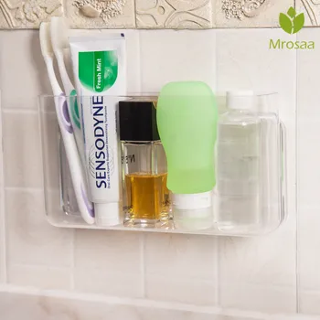 

Mrosaa Toothpaste Sundries Bathroom Shelves Wall Mounted Phone Holder with Tape Toilet Nail-free Bracket Tray Storage Box