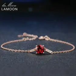 Lamoon S925 стерлингового серебра--jewelry браслет для Для женщин 100% натуральный камень красный 7 мм Гранат роскошный браслет Интимные аксессуары