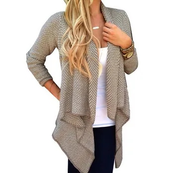 

2016 Winter Fashion Women Solid Long Sleeve Sweater Coat Casual Knitted Outwear Sweaters Irregular Coat