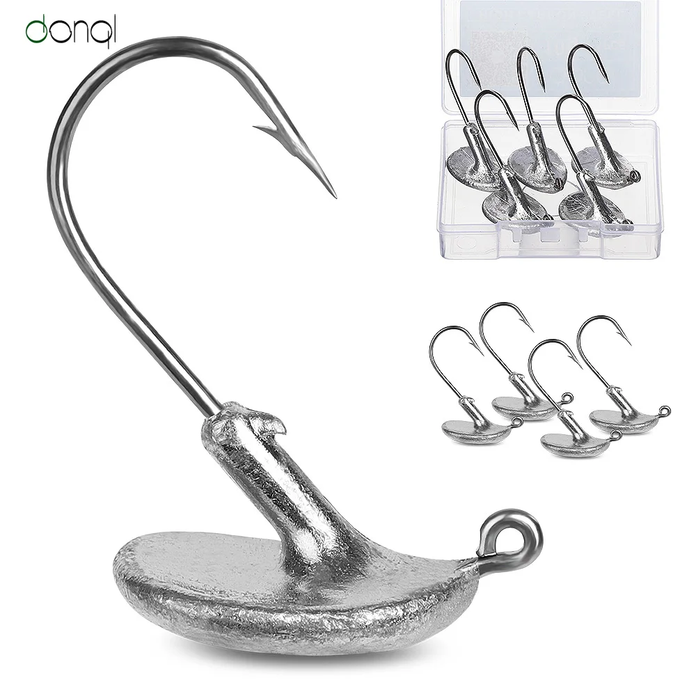 DONQL 5 шт./кор. Lead Jig Head рыболовный крючок-крючок Мягкая приманка в виде червя анти-висит трава с зазубринами для ловли карпа рыболовные принадлежности